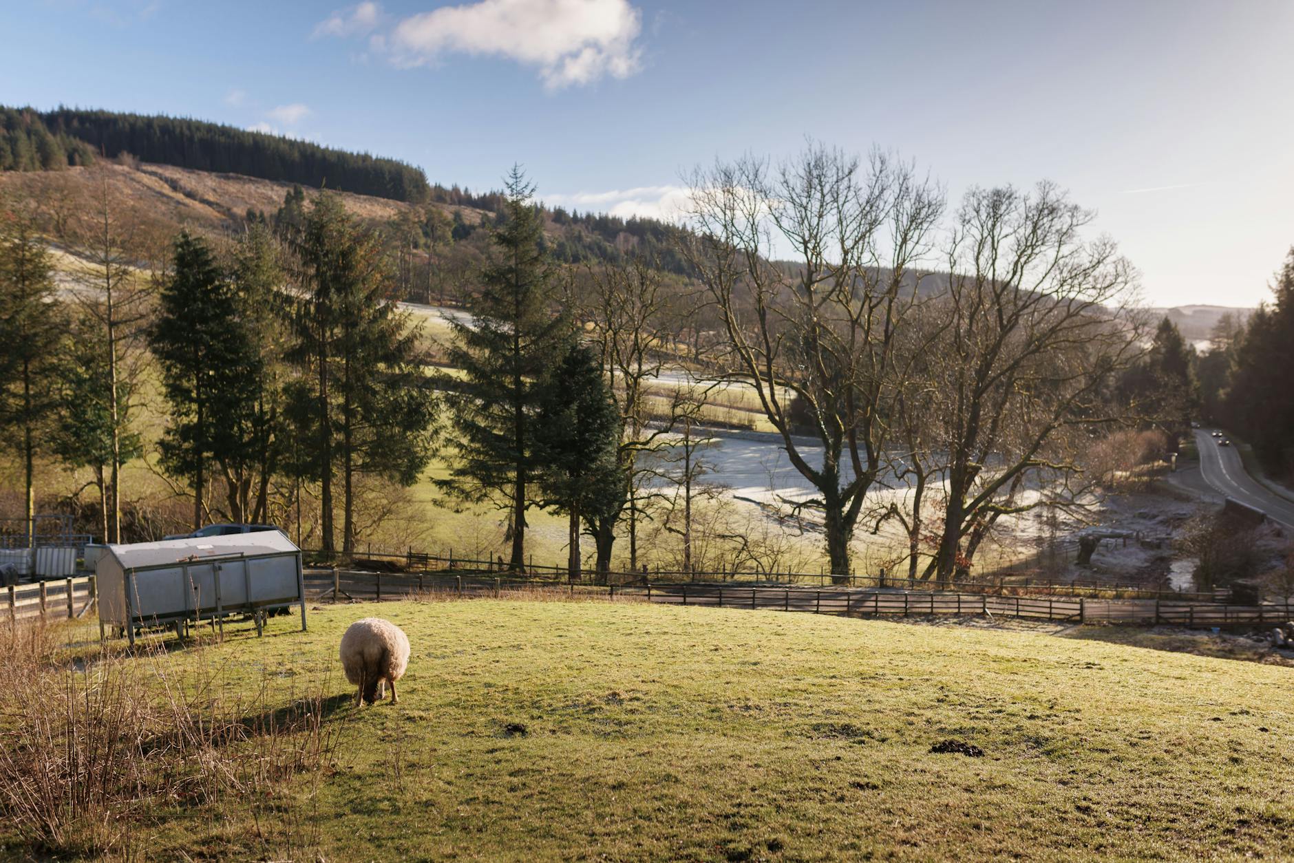 scenic winter landscape in welsh countryside